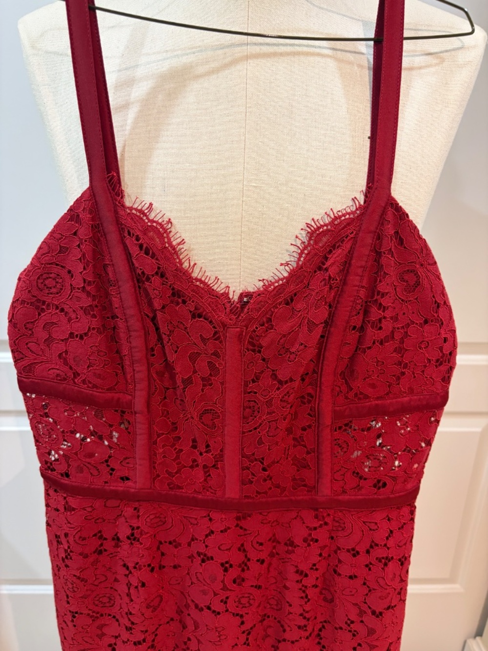 NWT Express Red Lace Midi Dress Size 8 Cocktail Dress Eyelash Lace Bodycon